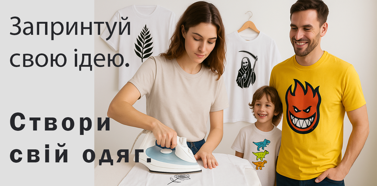 Готові DTF-принти та термонаклейки для нанесення на футболки й одяг