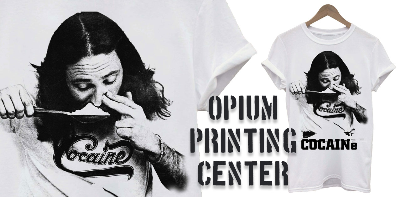 Чоловіча футболка OPIUM Cocaine MMXV з провокативним street-art принтом